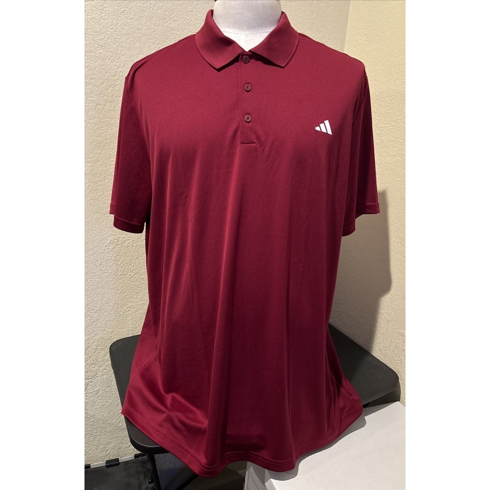 adidas Mens Adi Performance Polo Shirt Golf Collegiate Burgundy 2XL IN6419